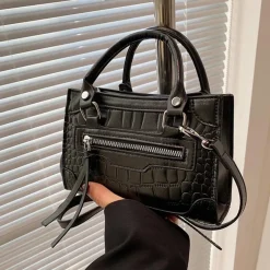 Mat Zwarte Tas met Patroon