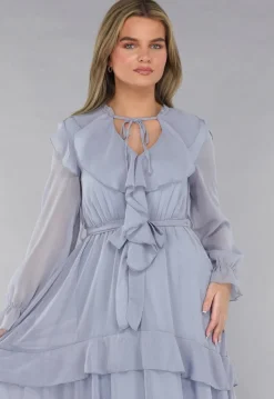 Maxi Jurk in Blauw met Ruffles