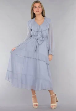 Maxi Jurk in Blauw met Ruffles