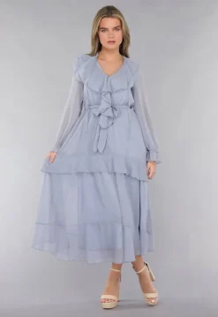 Maxi Jurk in Blauw met Ruffles