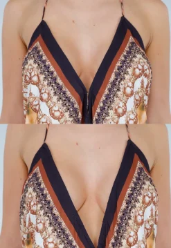 Maxi Jurk met Print, Strass Details en Verstelbare Bandjes