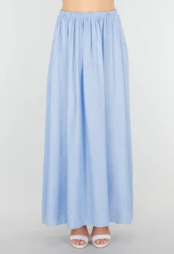 Maxi Rok in Lichtblauw met Elastische Tailleband