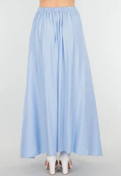 Maxi Rok in Lichtblauw met Elastische Tailleband