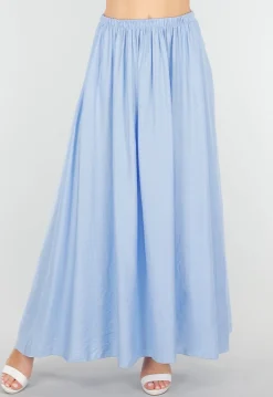 Maxi Rok in Lichtblauw met Elastische Tailleband