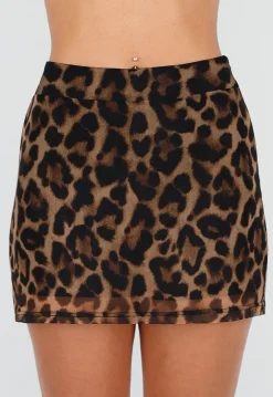 Mesh Bruine Luipaard Print Skort met Korte Rok en Binnenbroekje
