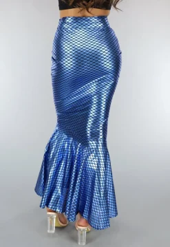 Metallic Blauwe Zeemeermin Schubben Rok