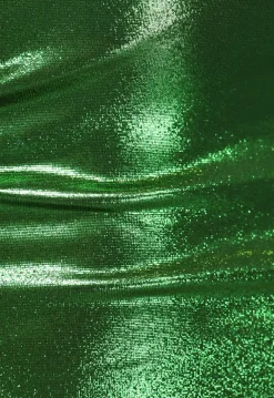 Metallic Groene Jurk met One Shoulder