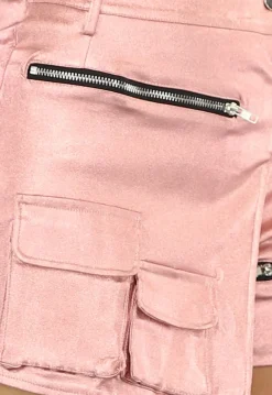 Metallic Roze Overslag Cargo Skort