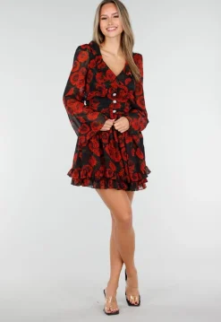 Mini Jurk met Lange Mouwen en Bloemenprint