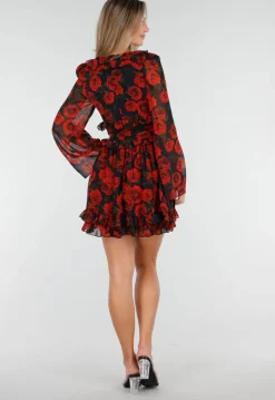 Mini Jurk met Lange Mouwen en Bloemenprint