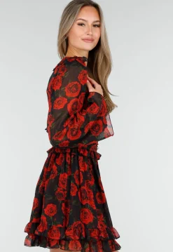 Mini Jurk met Lange Mouwen en Bloemenprint