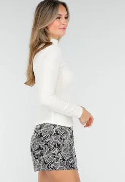 Minirok met All Over Print in Zwart en Beige