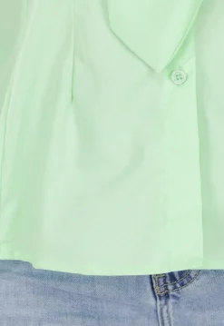 Mintgroene Blouse met Stropdas en Lange Mouwen