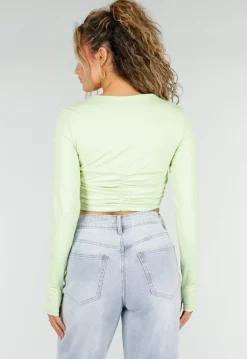 Mintgroene Crop Top met Twist Detail en Pads