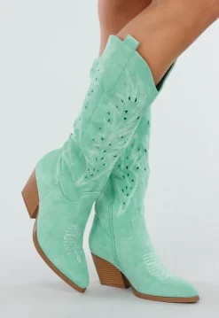 Mintgroene Suèdelook Cowboylaarzen