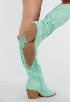 Mintgroene Suèdelook Cowboylaarzen