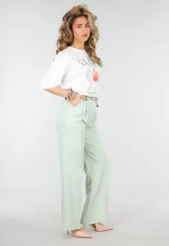 Mintgroene Wide Leg Pantalon