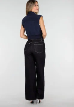 Mouwloos Vest in Donkerblauw met Hoge Kraag
