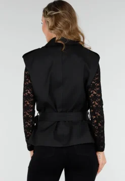 Mouwloze Overslag Blazer Zwart
