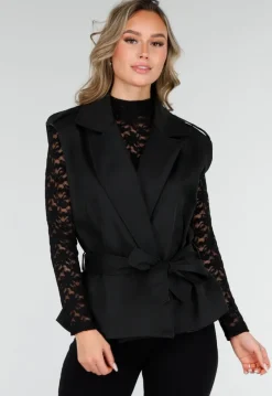 Mouwloze Overslag Blazer Zwart