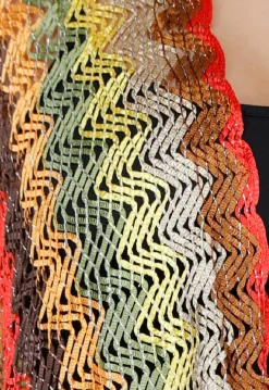 Multicolor Gehaakte Cover-Up met Zigzag en Franjes