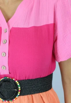 Multicolor Mousseline Blouse Jurk