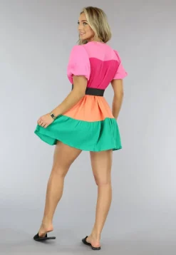Multicolor Mousseline Blouse Jurk