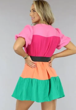 Multicolor Mousseline Blouse Jurk