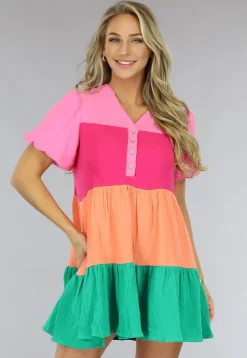 Multicolor Mousseline Blouse Jurk