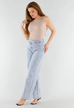 Naadloze Shaping Top in Beige met Hoge Halslijn