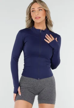 Navy Getailleerd Sportvest met Stretch en Duimgaten
