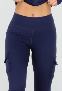 Navy 2-Piece met Cargolegging en Getailleerde Rits-Top