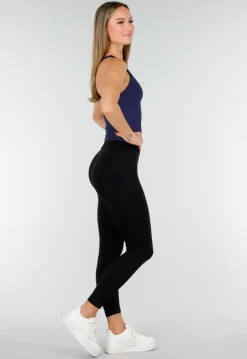 Navy Rib Sporttop met Push-Up Pads en Brede Schouderbanden