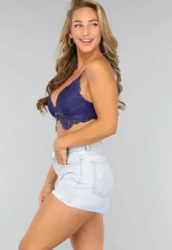 Navy Soft Bra met Kanten Design