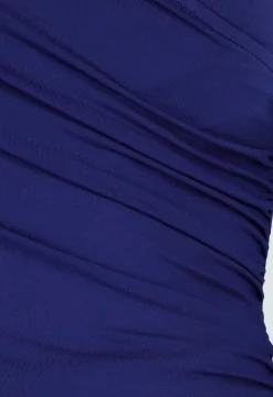 Navy Stretch Top met Ruches en Overslaghals