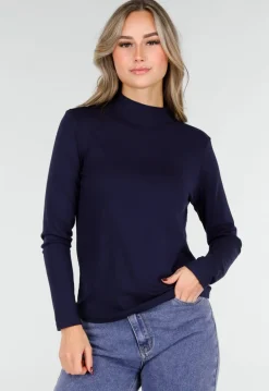 Navy Top met Stretch Lange Mouw