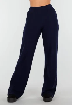 Navy Zachte Stretch Broek met Rechte Pijpen