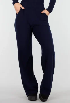 Navy Zachte Stretch Broek met Rechte Pijpen