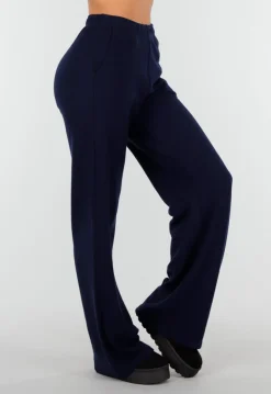 Navy Zachte Stretch Broek met Rechte Pijpen