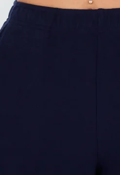 Navy Zachte Stretch Broek met Rechte Pijpen