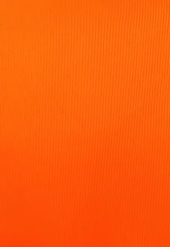 Neon Oranje Ribstof Triangel Bikini Top met Uitneembare Pads