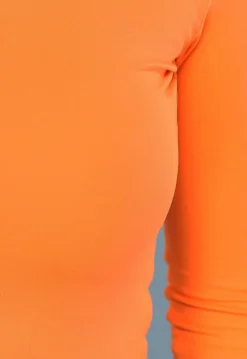 Neon Oranje Top met One Shoulder