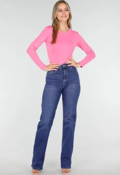 Neon Roze Body met Lange Mouwen en Stretch