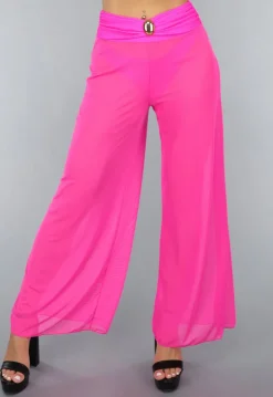Neon Roze Wide Leg Cover-Up Broek