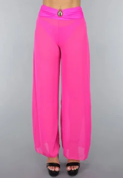 Neon Roze Wide Leg Cover-Up Broek