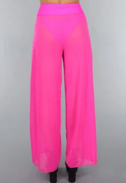 Neon Roze Wide Leg Cover-Up Broek