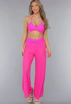 Neon Roze Wide Leg Cover-Up Broek