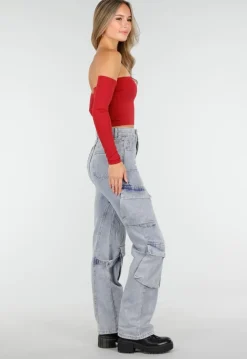 Off Shoulder Top met Lange Mouwen in Rood