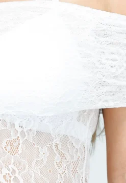 Off Shoulder Witte Kanten Playsuit met Stretch
