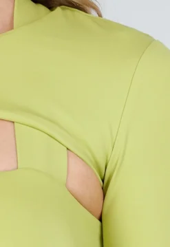 Olijfgroene Bolero Top met Lange Mouwen en Stretch